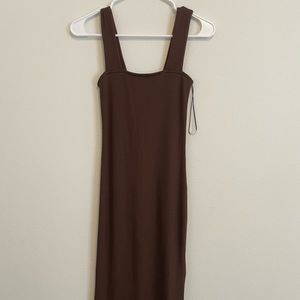 NWOT brown ribbed tight tank dress